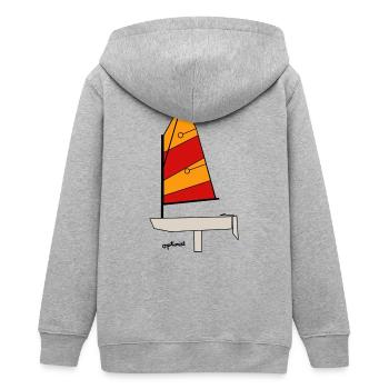 Optimist Segelboot - Teenager Organic Kapuzenjacke Mini Cultivator von Stanley/Stella - Grau meliert - Hinten - AI Model Teenager Male light (155cm)