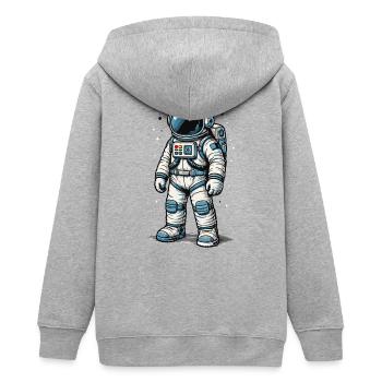 Detailreicher Comic Astronaut im offenen Weltraum - Teenager Organic Kapuzenjacke Mini Cultivator von Stanley/Stella - Grau meliert - Hinten - AI Model Teenager Male light (155cm)