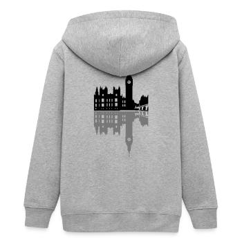 London Big Ben - Teenager Organic Kapuzenjacke Mini Cultivator von Stanley/Stella - Grau meliert - Hinten - AI Model Teenager Male light (155cm)