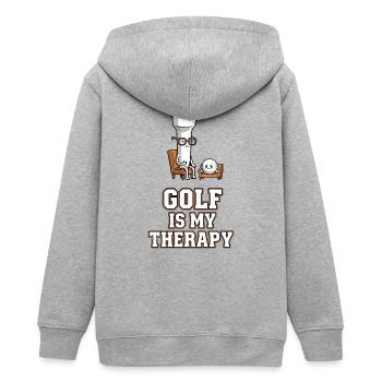 Golf er min terapi - Stanley/Stella junior zip-hættetrøje økologisk - grå meleret - Bagpå - AI Model Teenager Male light (155cm)