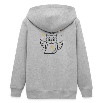 Moonlit Night Owl with Starlight - Teens Organic Zip-up Hoodie by Stanley/Stella - heather grey - Back - AI Model Teenager Male light (155cm)