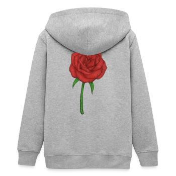 Rote Rose Vintage - Teenager Organic Kapuzenjacke Mini Cultivator von Stanley/Stella - Grau meliert - Hinten - AI Model Teenager Male light (155cm)