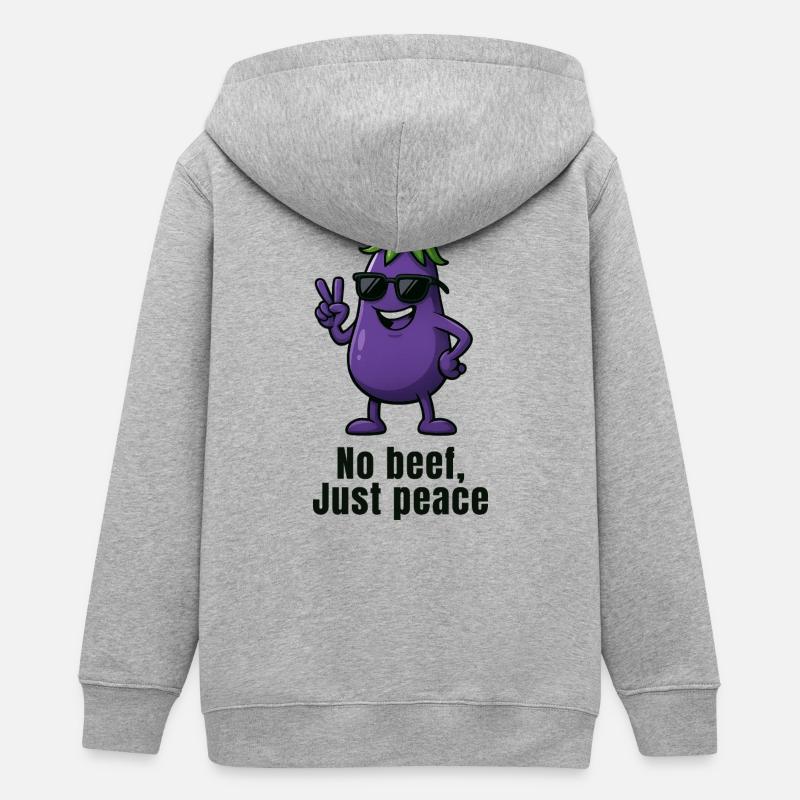 Pas de viande, aubergine paisible - Pas de bœuf - Veste à capuche ado bio Stanley/Stella - gris chiné