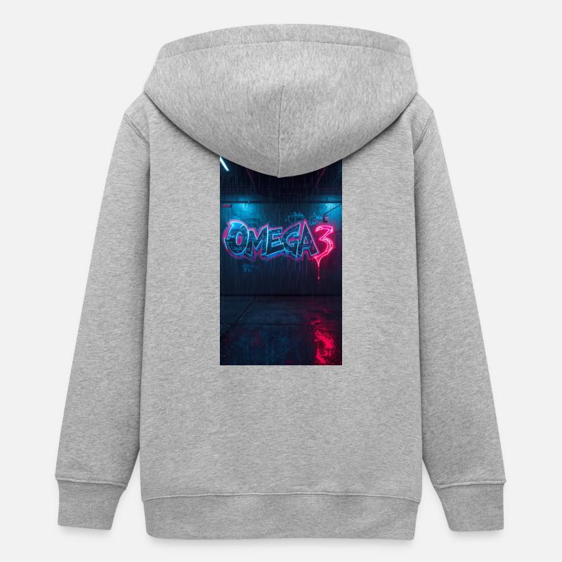 Graffiti néon Omega3 - Veste à capuche ado bio Stanley/Stella - gris chiné