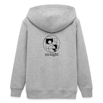 Geometrie straight - Teenager Organic Kapuzenjacke Mini Cultivator von Stanley/Stella - Grau meliert - Hinten - AI Model Teenager Male light (155cm)