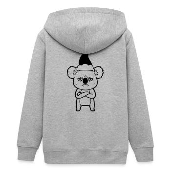 Weihnachts-Koala grimmig Cartoon Illustration - Teenager Organic Kapuzenjacke Mini Cultivator von Stanley/Stella - Grau meliert - Hinten - AI Model Teenager Male light (155cm)