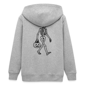 Skeleton Halloween - Teens Organic Zip-up Hoodie by Stanley/Stella - heather grey - Back - AI Model Teenager Male light (155cm)
