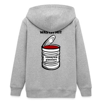 Was ist mit Tomaten passiert | Lustiger Spruch - Teenager Organic Kapuzenjacke Mini Cultivator von Stanley/Stella - Grau meliert - Hinten - AI Model Teenager Male light (155cm)