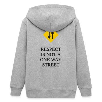 RESPEKT IST KEINE EINBAHNSTRASSE - Teenager Organic Kapuzenjacke Mini Cultivator von Stanley/Stella - Grau meliert - Hinten - AI Model Teenager Male light (155cm)