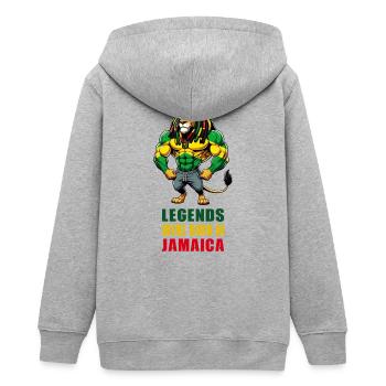 Jamaika Löwen Reggae Musik - Teenager Organic Kapuzenjacke Mini Cultivator von Stanley/Stella - Grau meliert - Hinten - AI Model Teenager Male light (155cm)