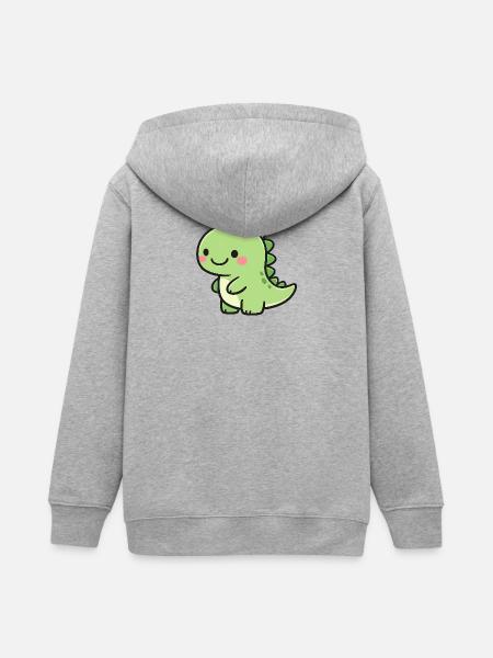 Petit Dino Vert - Veste à capuche ado bio Stanley/Stella - gris chiné