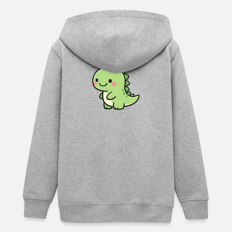 Petit Dino Vert - Veste à capuche ado bio Stanley/Stella - gris chiné