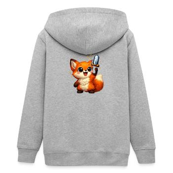 Renard Kawaii - Veste à capuche ado bio Stanley/Stella - gris chiné - Dos - AI Model Teenager Male light (155cm)