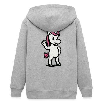 Ondulation Licorne Vintage Bande dessinée - Veste à capuche ado bio Stanley/Stella - gris chiné - Dos - AI Model Teenager Male light (155cm)