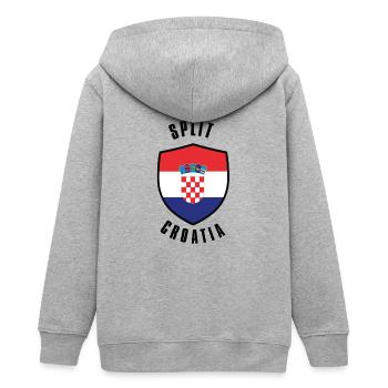 Geteilter Kroatien-Schild - Teenager Organic Kapuzenjacke Mini Cultivator von Stanley/Stella - Grau meliert - Hinten - AI Model Teenager Male light (155cm)