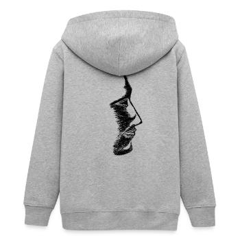 Kopf - gezeichnet - Teenager Organic Kapuzenjacke Mini Cultivator von Stanley/Stella - Grau meliert - Hinten - AI Model Teenager Male light (155cm)