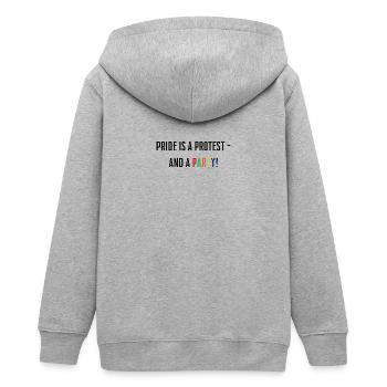 Pride is a protest - and a party! - Teens Organic Zip-up Hoodie by Stanley/Stella - heather grey - Back - AI Model Teenager Male light (155cm)