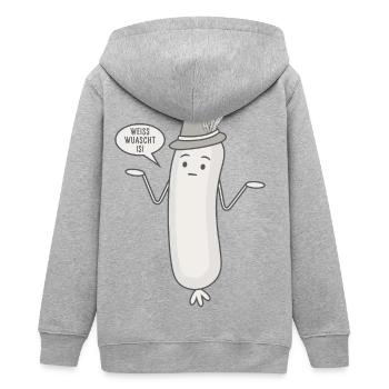 Lustige Weißwurst Spruch Wurst - Weiss wuascht is - Teenager Organic Kapuzenjacke Mini Cultivator von Stanley/Stella - Grau meliert - Hinten - AI Model Teenager Male light (155cm)