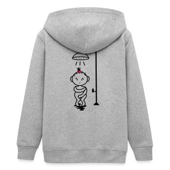 scheues Mädchen unter der Dusche - Teenager Organic Kapuzenjacke Mini Cultivator von Stanley/Stella - Grau meliert - Hinten - AI Model Teenager Male light (155cm)