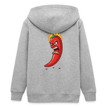Raging Flame Chili - Teens Organic Zip-up Hoodie by Stanley/Stella - heather grey - Back - AI Model Teenager Male light (155cm)