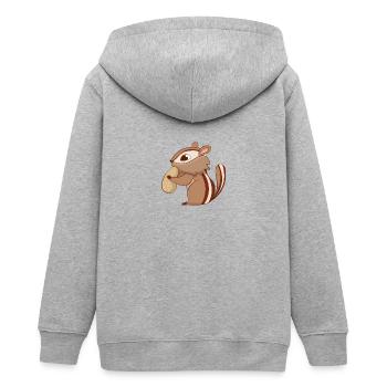 Chipmunk with nut - Teens Organic Zip-up Hoodie by Stanley/Stella - heather grey - Back - AI Model Teenager Male light (155cm)