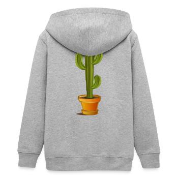 großer grüner Kaktus im Blumentopf - Teenager Organic Kapuzenjacke Mini Cultivator von Stanley/Stella - Grau meliert - Hinten - AI Model Teenager Male light (155cm)