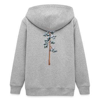 tall tree with snow - Teens Organic Zip-up Hoodie by Stanley/Stella - heather grey - Back - AI Model Teenager Male light (155cm)