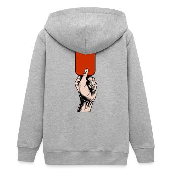 Rote Karte in Hand Illustration Fußball Fussball - Teenager Organic Kapuzenjacke Mini Cultivator von Stanley/Stella - Grau meliert - Hinten - AI Model Teenager Male light (155cm)