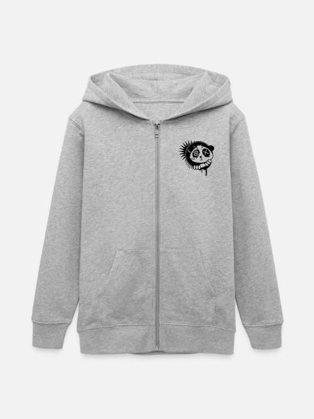 A sticker with panda bear head - Teens Organic Zip-up Hoodie by Stanley/Stella - heather grey