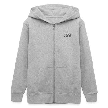 Voyage d’amour vivant – Typographie des globe-trotters - Veste à capuche ado bio Stanley/Stella - gris chiné - Devant - AI Model Teenager Male light (155cm)