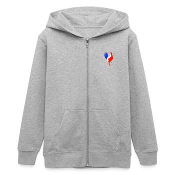 Hahn blau weiß rot - Teenager Organic Kapuzenjacke Mini Cultivator von Stanley/Stella - Grau meliert - Vorne - AI Model Teenager Male light (155cm)