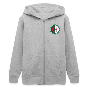 Algerien Flagge rund - Teenager Organic Kapuzenjacke Mini Cultivator von Stanley/Stella - Grau meliert - Vorne - AI Model Teenager Male light (155cm)