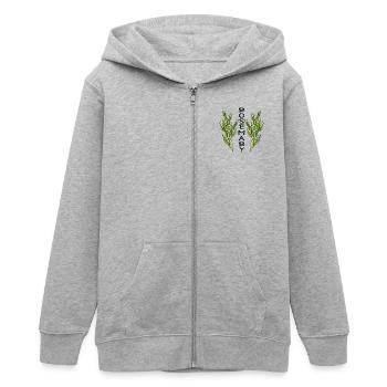 PLANTES DE ROMARIN - JARDIN - ÉPICES DE CUISSON - HERBES - Veste à capuche ado bio Stanley/Stella - gris chiné - Devant - AI Model Teenager Male light (155cm)