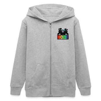 HOCHZEIT HUNDE VIELFALT - Teenager Organic Kapuzenjacke Mini Cultivator von Stanley/Stella - Grau meliert - Vorne - AI Model Teenager Male light (155cm)