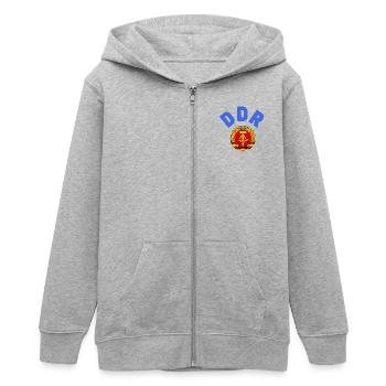 DDR 1974 WM Nationalmannschaft Retroshirt - Teenager Organic Kapuzenjacke Mini Cultivator von Stanley/Stella - Grau meliert - Vorne - AI Model Teenager Male light (155cm)
