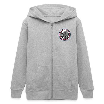 FREEBEAST COQ Bleu Blanc & Rouge - Veste à capuche ado bio Stanley/Stella - gris chiné - Devant - AI Model Teenager Male light (155cm)