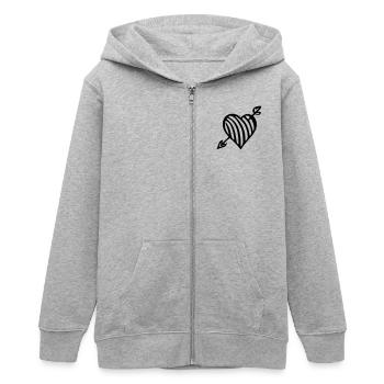 Herz mit Pfeil – Für Romantiker und Spaßvögel - Teenager Organic Kapuzenjacke Mini Cultivator von Stanley/Stella - Grau meliert - Vorne - AI Model Teenager Male light (155cm)