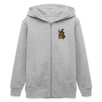 Magischer Froschwächter mit Zauberhut - Teenager Organic Kapuzenjacke Mini Cultivator von Stanley/Stella - Grau meliert - Vorne - AI Model Teenager Male light (155cm)
