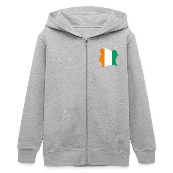 Stilisierte dreifarbige Karte der Elfenbeinküste - Teenager Organic Kapuzenjacke Mini Cultivator von Stanley/Stella - Grau meliert - Vorne - AI Model Teenager Male light (155cm)