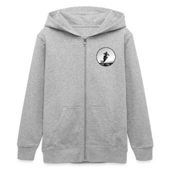 Motocross schwarz-weißes Logo - Schwarz - Teenager Organic Kapuzenjacke Mini Cultivator von Stanley/Stella - Grau meliert - Vorne - AI Model Teenager Male light (155cm)