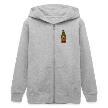 Gnom mit Kürbis und Schädelhut, Süß, Halloween  - Teenager Organic Kapuzenjacke Mini Cultivator von Stanley/Stella - Grau meliert - Vorne - AI Model Teenager Male light (155cm)