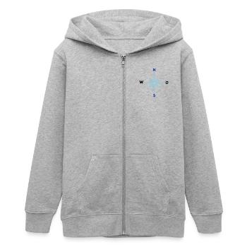 Kompass Himmelsrichtungen Sternkompass maritim - Teenager Organic Kapuzenjacke Mini Cultivator von Stanley/Stella - Grau meliert - Vorne - AI Model Teenager Male light (155cm)
