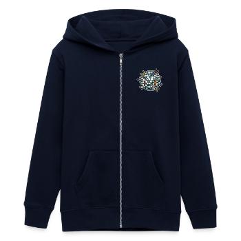 Spiegelkugel farbenfroh - Teenager Organic Kapuzenjacke Mini Cultivator von Stanley/Stella - Navy - Vorne - AI Model Teenager Male light (155cm)