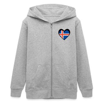Ísland Svart Hjarta – Ást til Íslands - Teenager Organic Kapuzenjacke Mini Cultivator von Stanley/Stella - Grau meliert - Vorne - AI Model Teenager Male light (155cm)