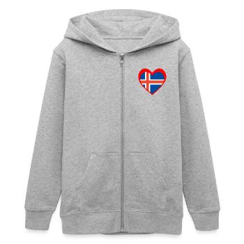 Ísland Hjarta – Ást til Íslands - Teenager Organic Kapuzenjacke Mini Cultivator von Stanley/Stella - Grau meliert - Vorne - AI Model Teenager Male light (155cm)