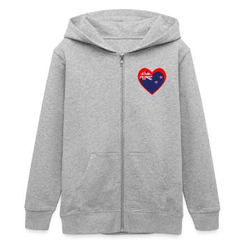 Ngākau Whero Aotearoa - Teenager Organic Kapuzenjacke Mini Cultivator von Stanley/Stella - Grau meliert - Vorne - AI Model Teenager Male light (155cm)