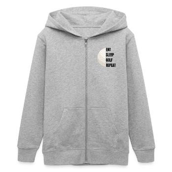 Eat Sleep Golf Repeat – Golfslogan - Teenager Organic Kapuzenjacke Mini Cultivator von Stanley/Stella - Grau meliert - Vorne - AI Model Teenager Male light (155cm)