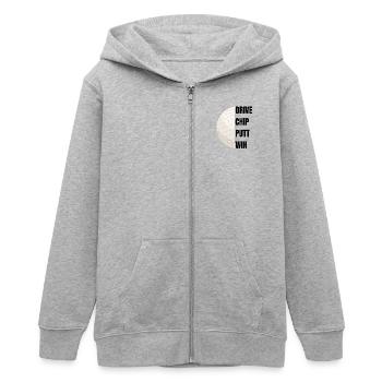 Drive Chip Putt Win - Golfslogan - Teenager Organic Kapuzenjacke Mini Cultivator von Stanley/Stella - Grau meliert - Vorne - AI Model Teenager Male light (155cm)