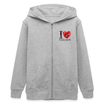 i love Turnen Kunstturnen Bodenturnen - Teenager Organic Kapuzenjacke Mini Cultivator von Stanley/Stella - Grau meliert - Vorne - AI Model Teenager Male light (155cm)