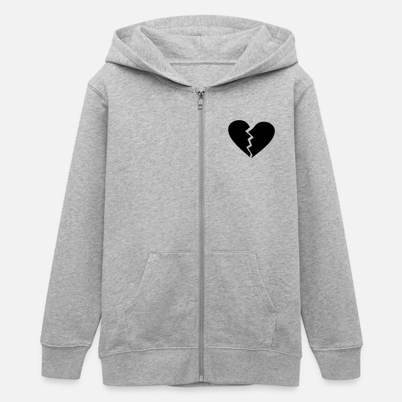 love broken heart - Veste à capuche ado bio Stanley/Stella - gris chiné